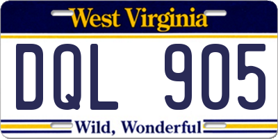 WV license plate DQL905