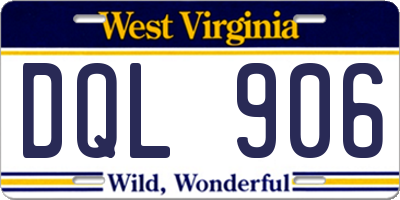 WV license plate DQL906