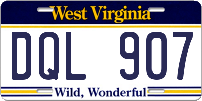 WV license plate DQL907