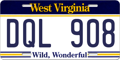 WV license plate DQL908