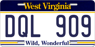 WV license plate DQL909