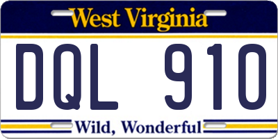 WV license plate DQL910