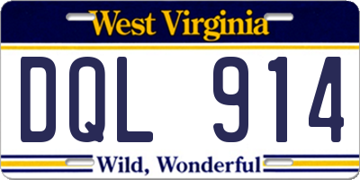 WV license plate DQL914