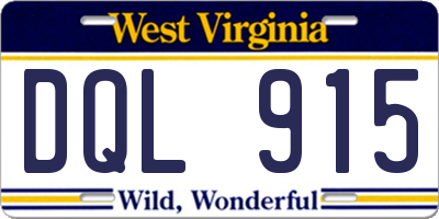 WV license plate DQL915