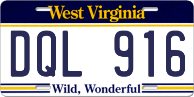 WV license plate DQL916