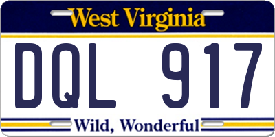WV license plate DQL917
