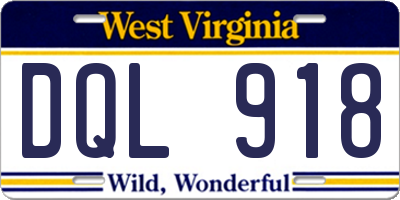 WV license plate DQL918