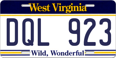WV license plate DQL923