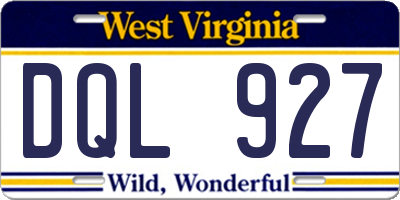 WV license plate DQL927