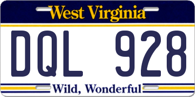 WV license plate DQL928