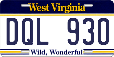 WV license plate DQL930