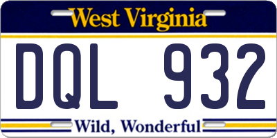 WV license plate DQL932