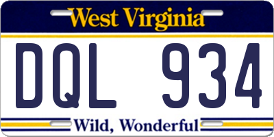 WV license plate DQL934
