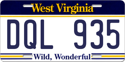 WV license plate DQL935
