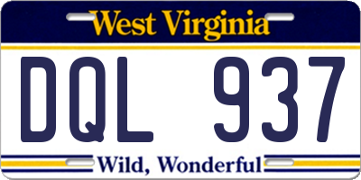 WV license plate DQL937