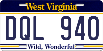 WV license plate DQL940