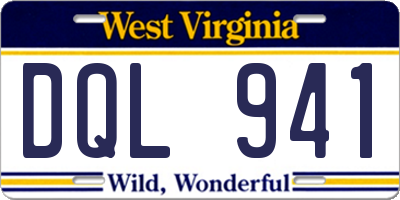 WV license plate DQL941