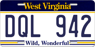 WV license plate DQL942