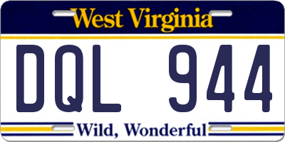 WV license plate DQL944