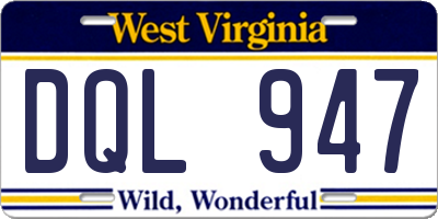 WV license plate DQL947