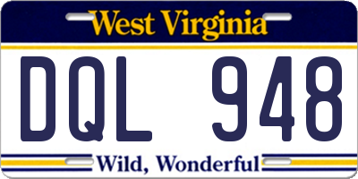 WV license plate DQL948