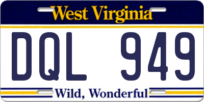 WV license plate DQL949