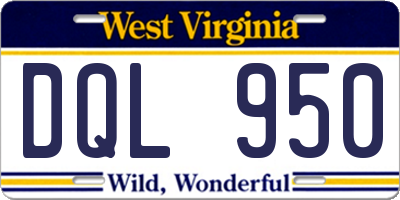 WV license plate DQL950