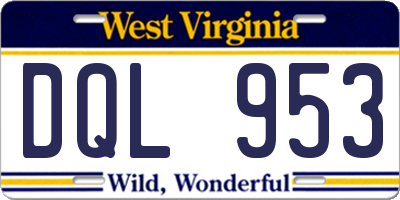 WV license plate DQL953