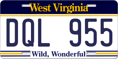 WV license plate DQL955