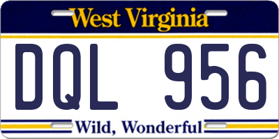 WV license plate DQL956