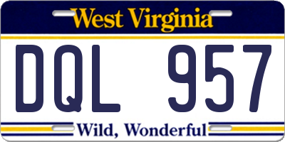 WV license plate DQL957