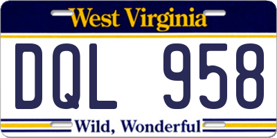 WV license plate DQL958