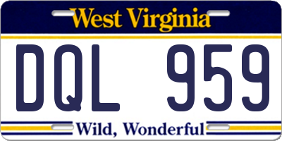 WV license plate DQL959