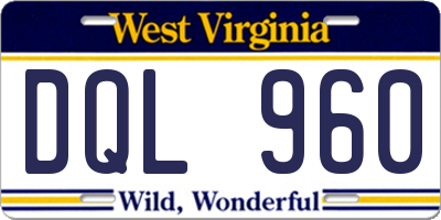 WV license plate DQL960