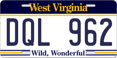WV license plate DQL962