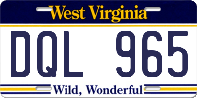 WV license plate DQL965