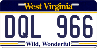 WV license plate DQL966