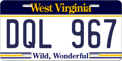 WV license plate DQL967