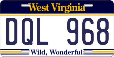 WV license plate DQL968