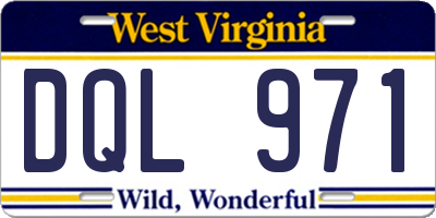 WV license plate DQL971