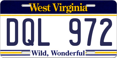 WV license plate DQL972