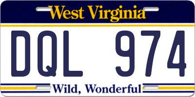 WV license plate DQL974
