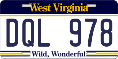WV license plate DQL978