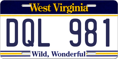 WV license plate DQL981