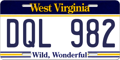 WV license plate DQL982