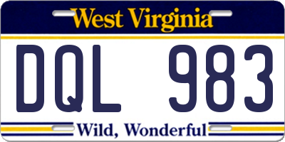 WV license plate DQL983