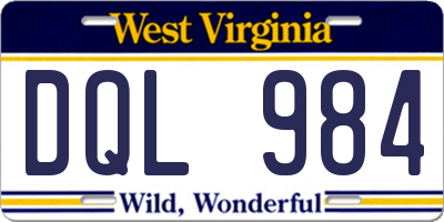 WV license plate DQL984