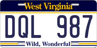 WV license plate DQL987
