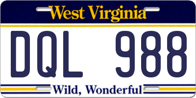 WV license plate DQL988