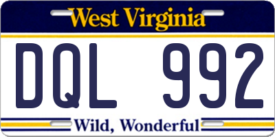 WV license plate DQL992